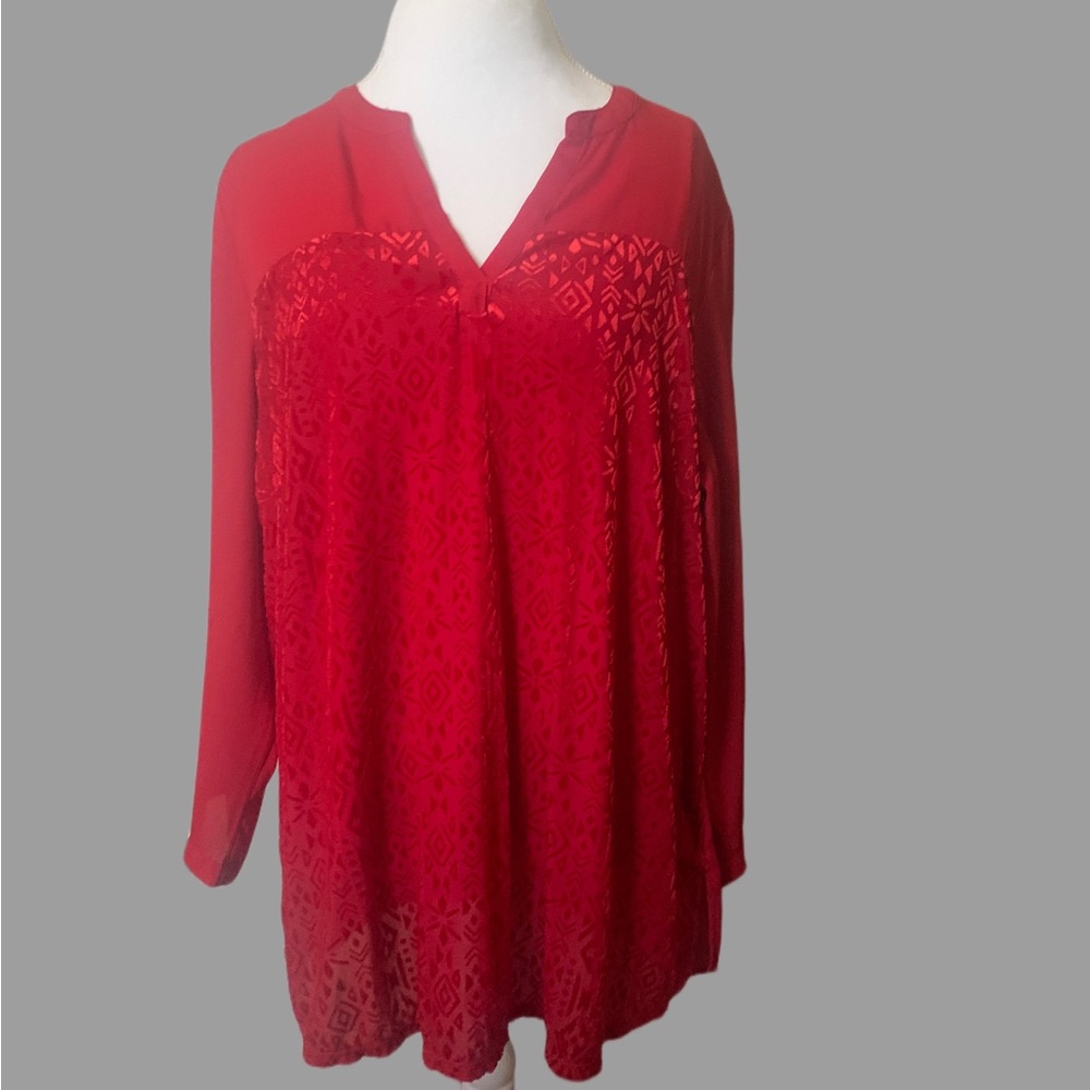 Liz Claiborne Red Textured Blouse